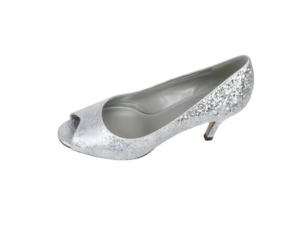 Silver high heel shoe isolated on transparent background