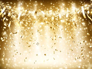 Elegant golden streamers and shimmer, festive and joyous occasion