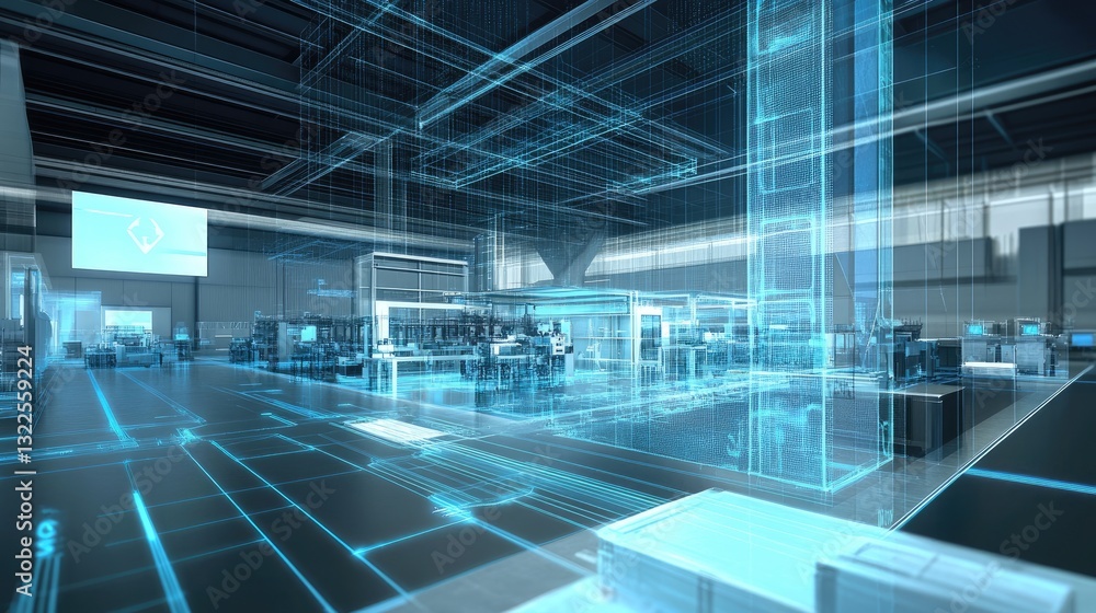 Poster a conceptual digital twin of a smart factory optimizing workflow simulations in real time.
