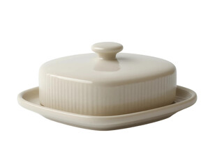 Ceramic plate with lid isolated on a transparent background