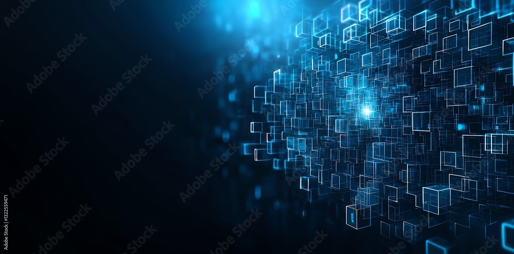 Aufkleber abstract blue digital background showcasing interconnected squares in a modern design, symbolizing c