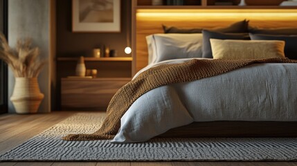 Cozy and Serene Bedroom Interior Design, Masterpiece of Warmth and Tranquility