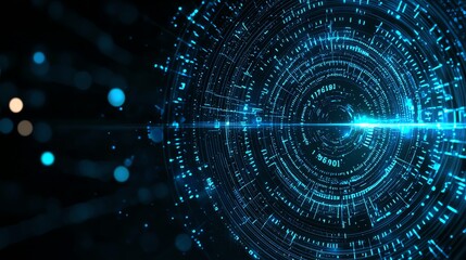 Fototapeta premium A captivating digital tunnel visual representing data flow and connectivity. This abstract image highlights technology advancement, perfect for showcasing innovation and modernity.