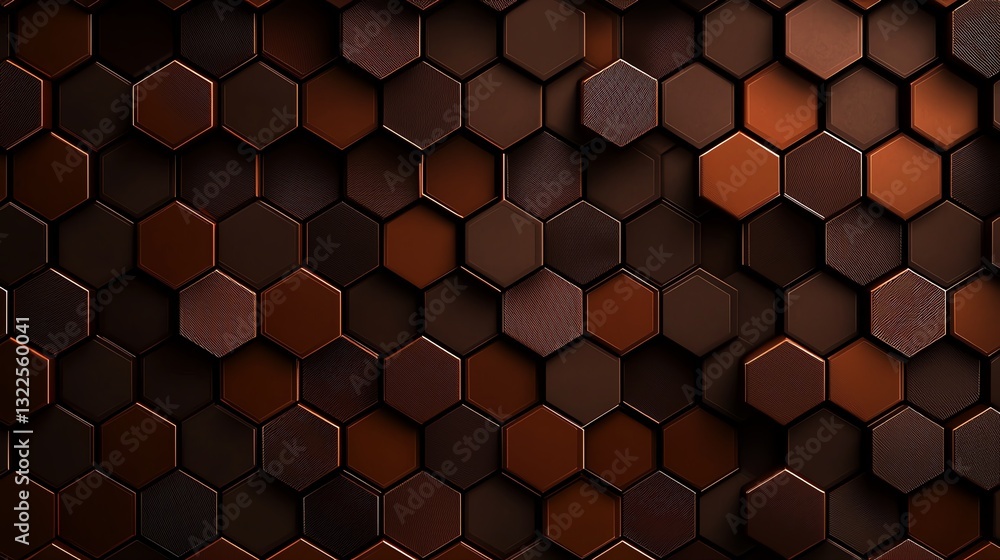 Aufkleber a striking pattern of hexagonal tiles in rich brown hues creates an intriguing background. ideal for