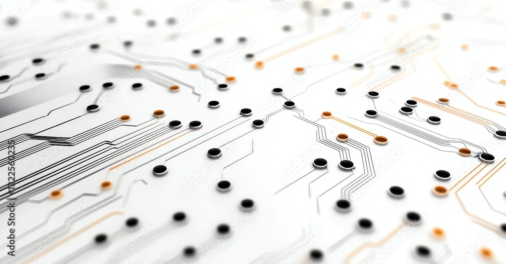Poster close-up of a circuit board, showcasing intricate pathways and connections. perfect for illustrating