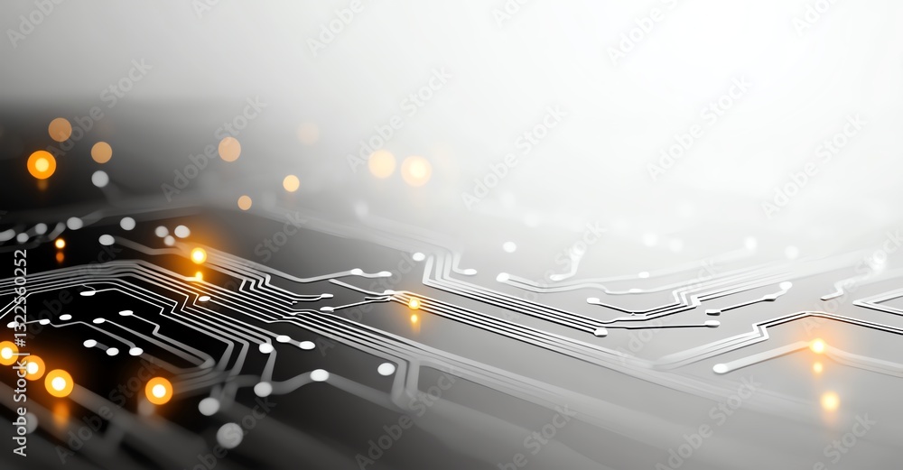Aufkleber a close-up view of a circuit board with intricate patterns and glowing lights, highlighting the comp