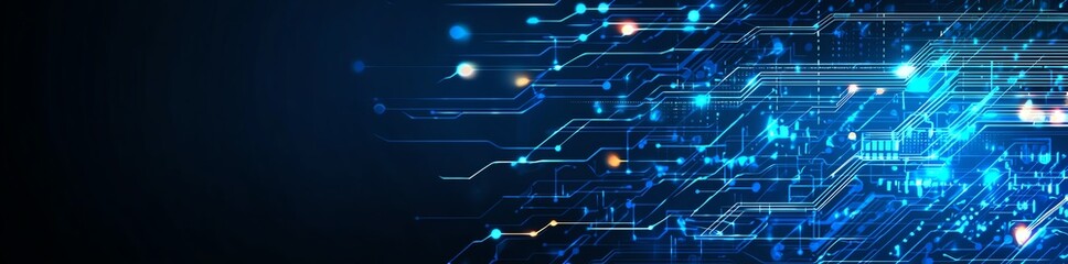 Fototapeta premium Abstract digital background showcasing futuristic circuits and glowing elements, perfect for illustrating concepts of innovation, data transfer, and advanced technology integration