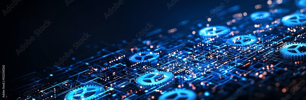 Aufkleber an abstract representation of digital technology with glowing blue circuit patterns. perfect for sho