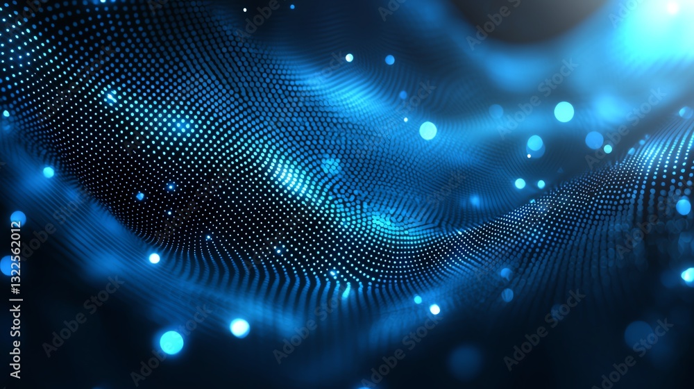 Poster a captivating abstract background featuring shimmering blue waves and digital dots, perfect for repr