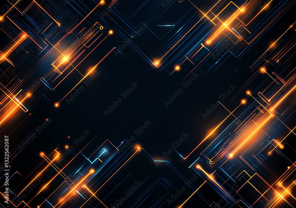 Aufkleber a vibrant digital abstract background showcasing glowing lines and luminous particles on a dark canv