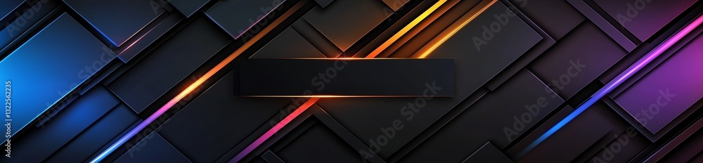 Poster a dynamic abstract background featuring sleek geometric patterns and vibrant neon light accents. per