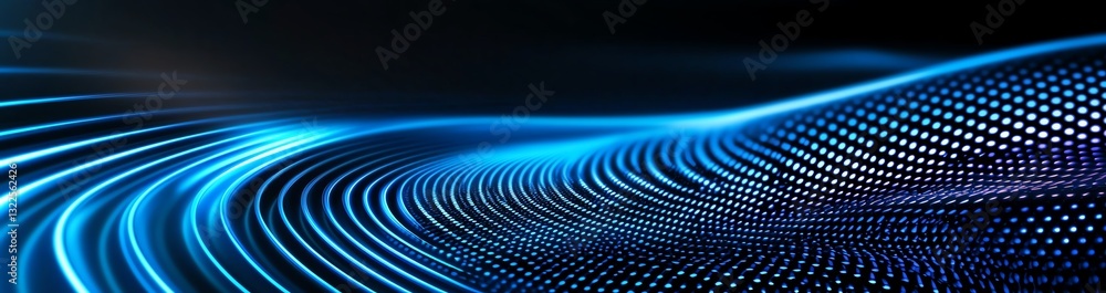 Poster a vibrant digital design featuring flowing lines in luminous shades of blue. the abstract pattern co