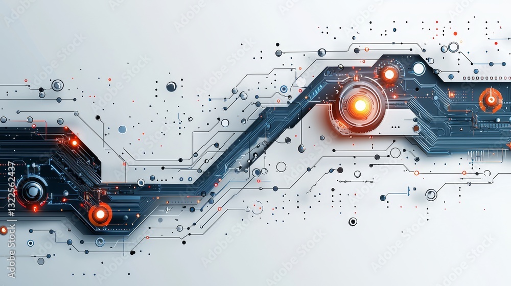 Poster abstract grey circuit line technology pattern illustrated on a white background, showcasing futurist