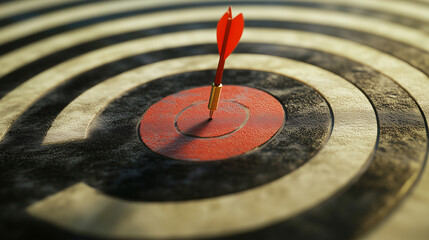 A dart accurately hits the center of the target, symbolizing precision and success