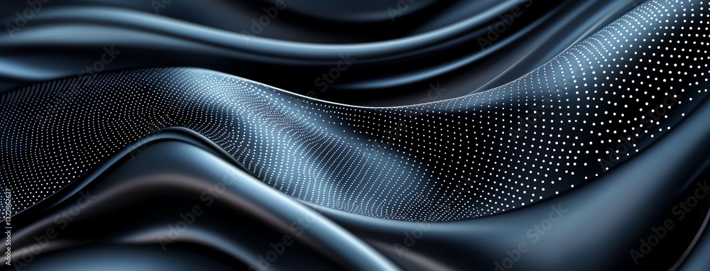 Poster abstract black fabric waves with a sleek texture and subtle dot patterns create a captivating visual