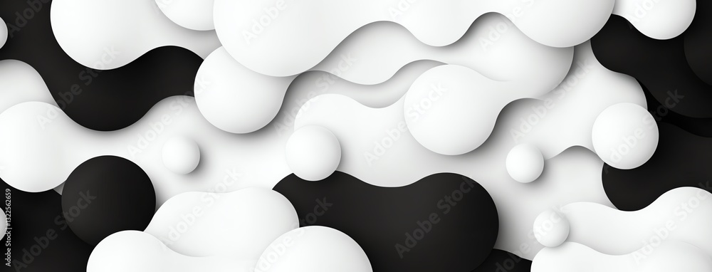 Poster a seamless abstract design featuring a dynamic arrangement of black and white shapes