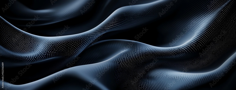 Poster an elegant close-up of dark textile fabric, showcasing soft waves and intricate textures. ideal for 