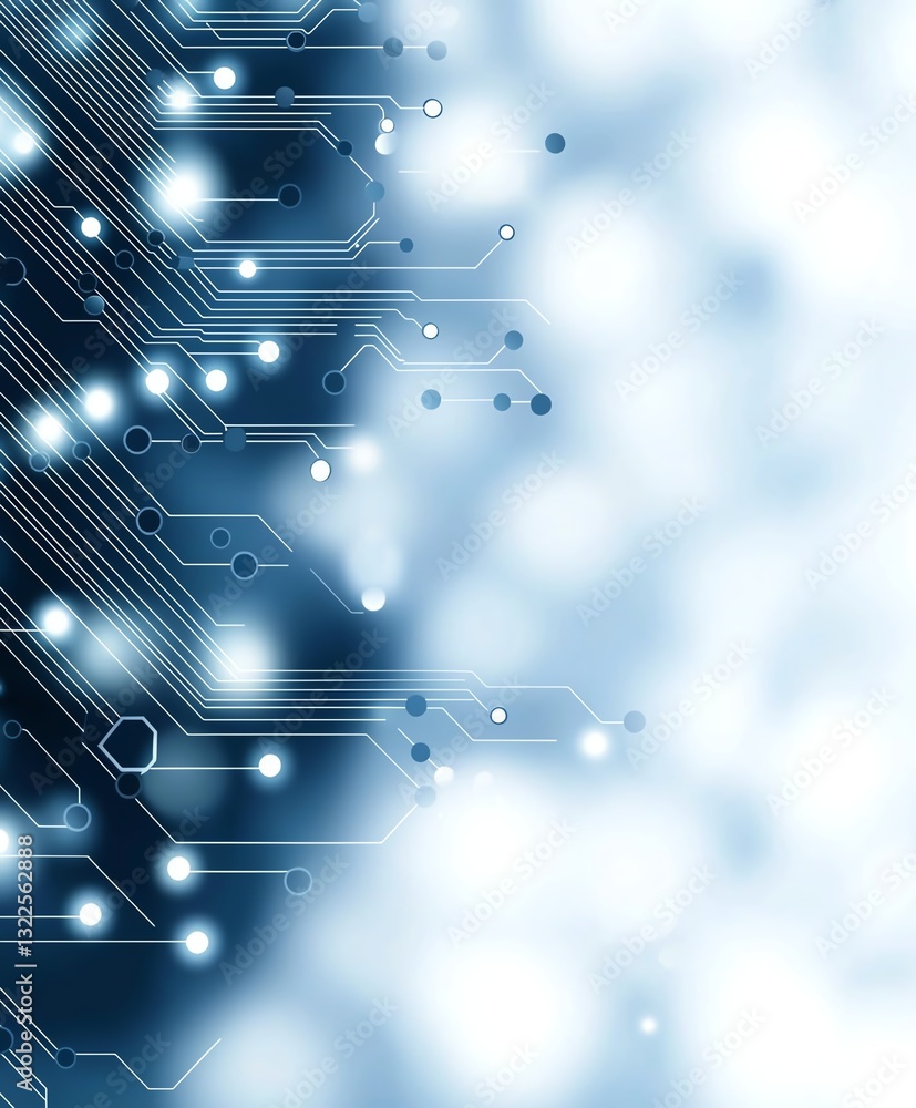 Poster abstract digital background featuring a blue circuit board design with glowing elements