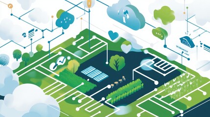 A digital farm management interface tracking soil moisture, pest detection, and weather analytics.