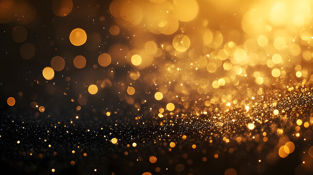 Elegant gold and black luxury background with shimmering metallic details and soft glowing light