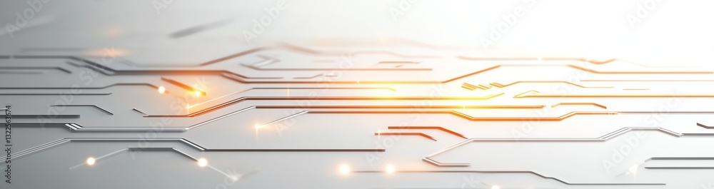 Poster a futuristic abstract background featuring intricate circuit patterns and soft glowing lights, perfe