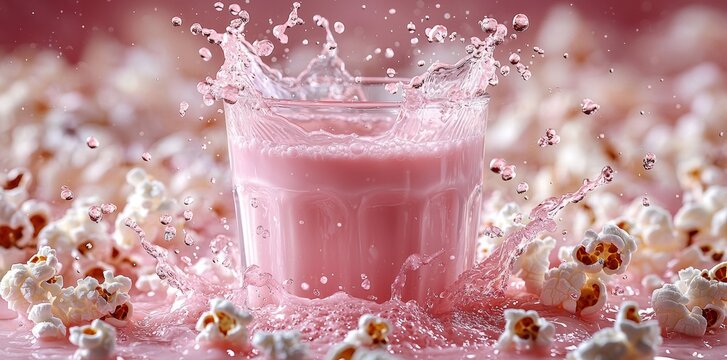 Pink vegetable oat milk pack being poured in slow motion, featuring a lactose-free version. Concept food photography, beverage video, showcasing plant-based products and lactose-free options