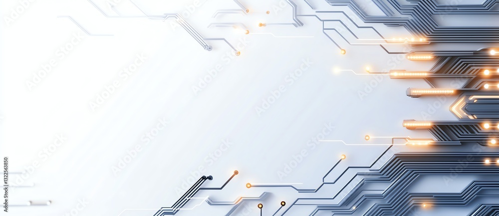 Poster futuristic digital circuit board design featuring glowing lines and abstract patterns. perfect for t
