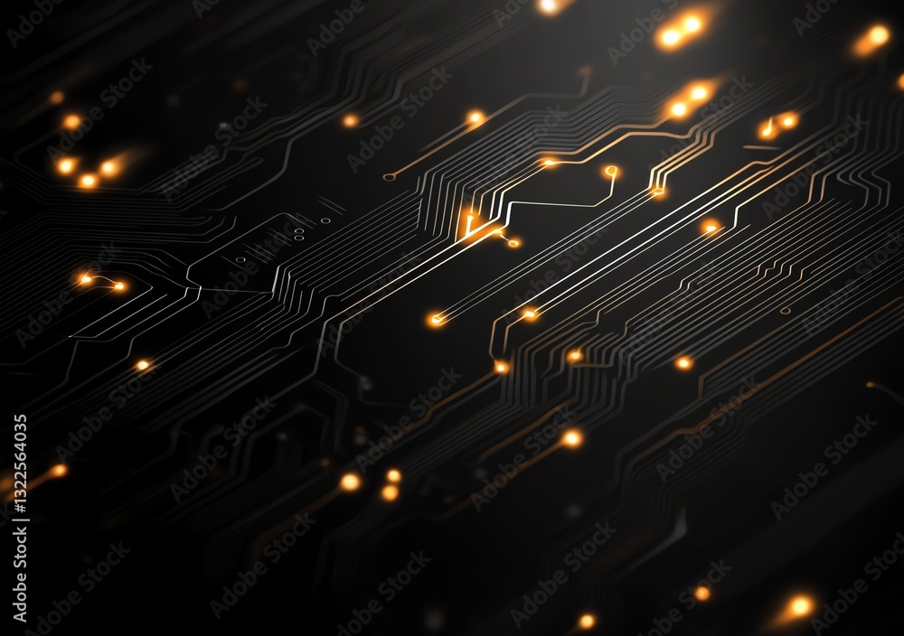 Aufkleber a close-up view of a dark circuit board with glowing lights, representing the essence of modern tech