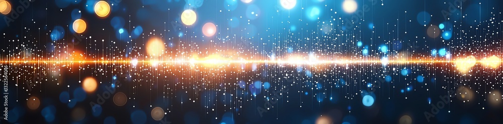 Poster a vibrant display of glowing lights and abstract particles, creating a mesmerizing effect. ideal for