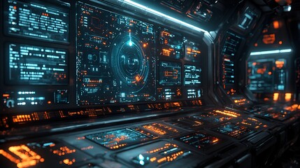 Naklejka premium Futuristic spaceship cockpit displays