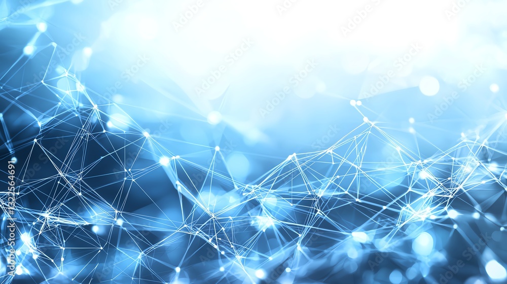Poster a mesmerizing abstract technology background showcasing interconnected lines and glowing nodes over 