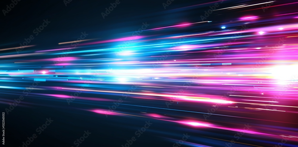Poster futuristic light streaks in vibrant colors create a dynamic and energetic feel. this abstract design