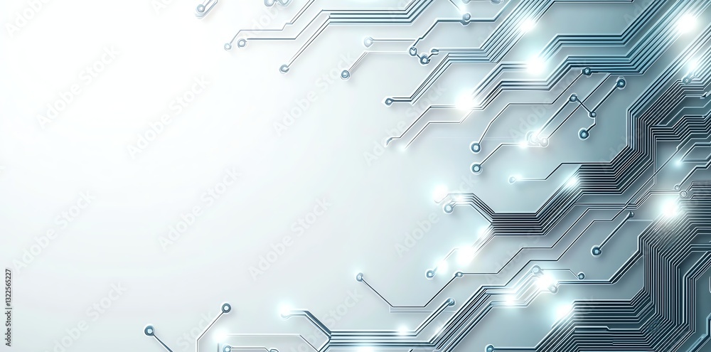 Poster abstract design of circuit patterns with glowing elements, representing modern technology and digita