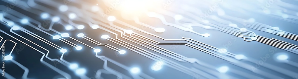 Aufkleber close-up view of a modern circuit board showcasing intricate patterns and lights. this image highlig