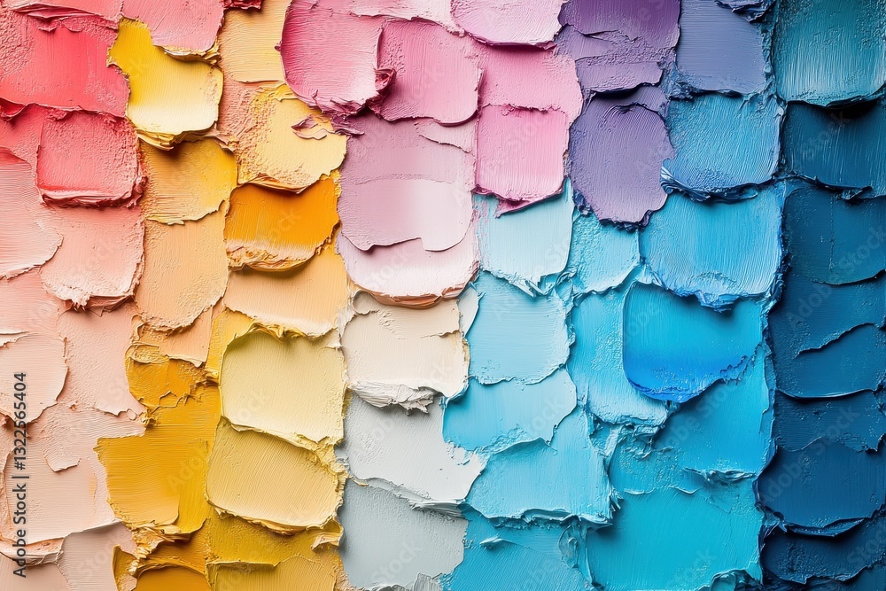 Aufkleber colorful paint cans arranged in a line on a vibrant paint-stained surface showcasing a gradient of h