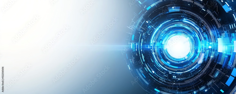 Poster a vibrant digital abstract design showcasing futuristic patterns and glowing elements. ideal for cre