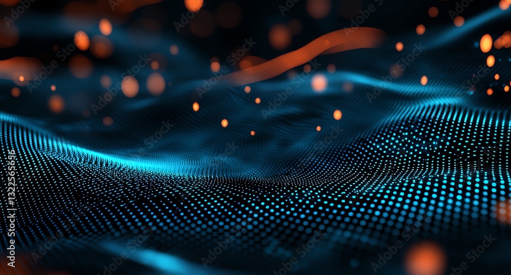 Aufkleber a mesmerizing abstract image displaying vibrant blue and orange waves, symbolizing the flow of techn