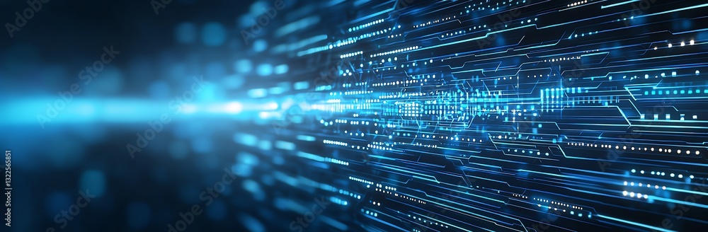 Poster a stunning visual representation of data streams and circuits, showcasing the power of technology an