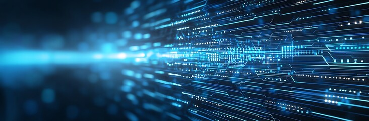 Fototapeta premium A stunning visual representation of data streams and circuits, showcasing the power of technology and innovation in modern digital landscapes. Perfect for tech-related projects.