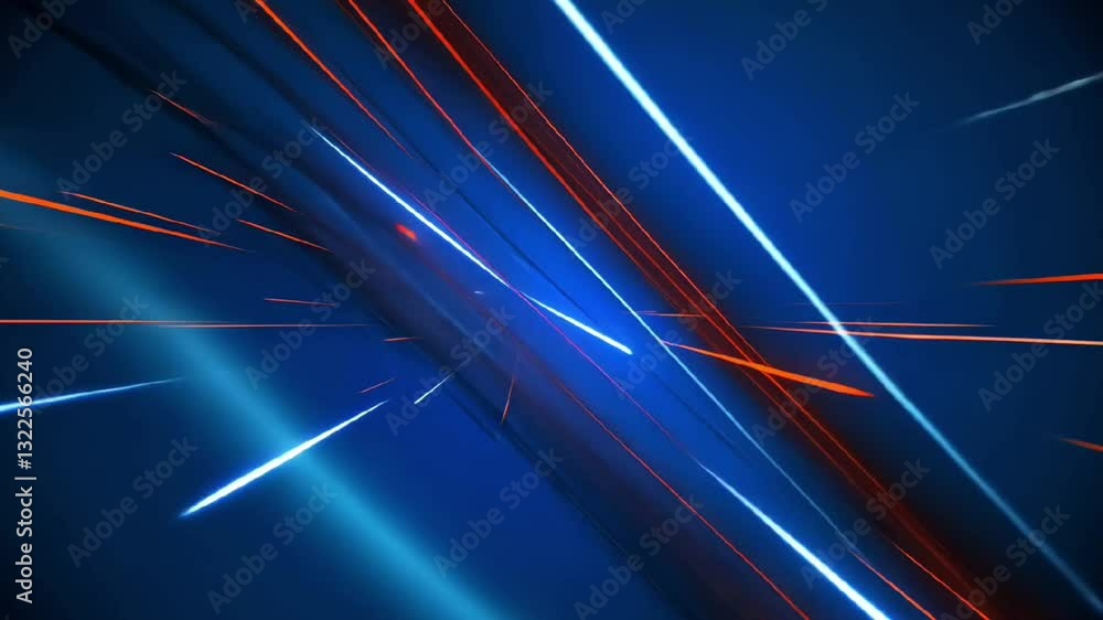 Aufkleber futuristic neon abstract lines on deep blue background with glowing red and blue streaks creating a 