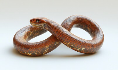 Fototapeta premium A brown and orange snake is posed in an infinity shape