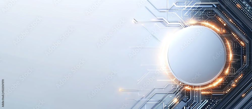Poster futuristic digital background featuring a circular interface with glowing lights. perfect for tech t