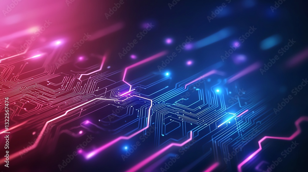 Poster vibrant digital circuitry with glowing lines creating an abstract, futuristic background. the vivid 