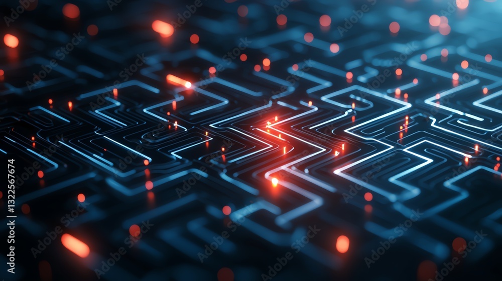 Poster a mesmerizing close-up of a futuristic circuit design with glowing lines and dynamic sparks. this im