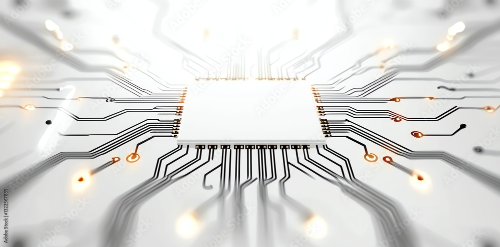 Aufkleber an intricate close-up of a computer chip embedded in a circuit board, showcasing advanced technology