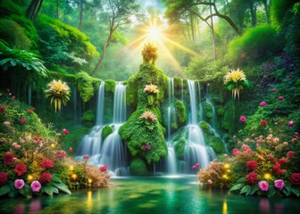 Double Exposure: Nature's Abundance & Financial Prosperity - Stock Photo