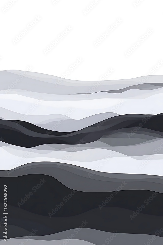 Poster abstract grayscale undulating layers design element for modern themes