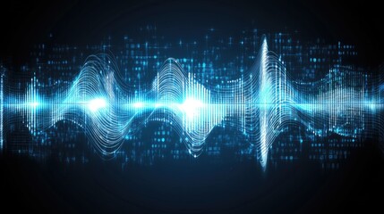 A futuristic representation of a technology symbol with digital waves and cyber-inspired lighting effects.