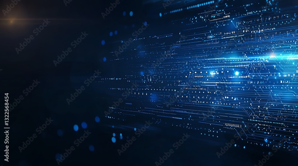 Poster a dynamic blue abstract background representing digital transformation. the flowing lines and glowin