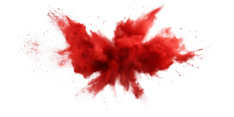 Red color explosion on transparent background